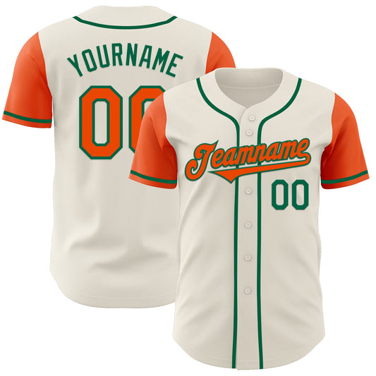 Custom Cream Orange-Kelly Green Authentic Two Tone Baseball Jersey - Sky-Custom