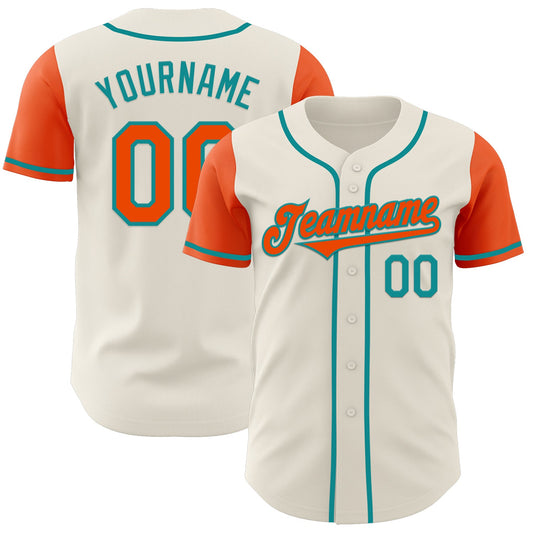 Custom Cream Orange-Teal Authentic Two Tone Baseball Jersey - Sky-Custom