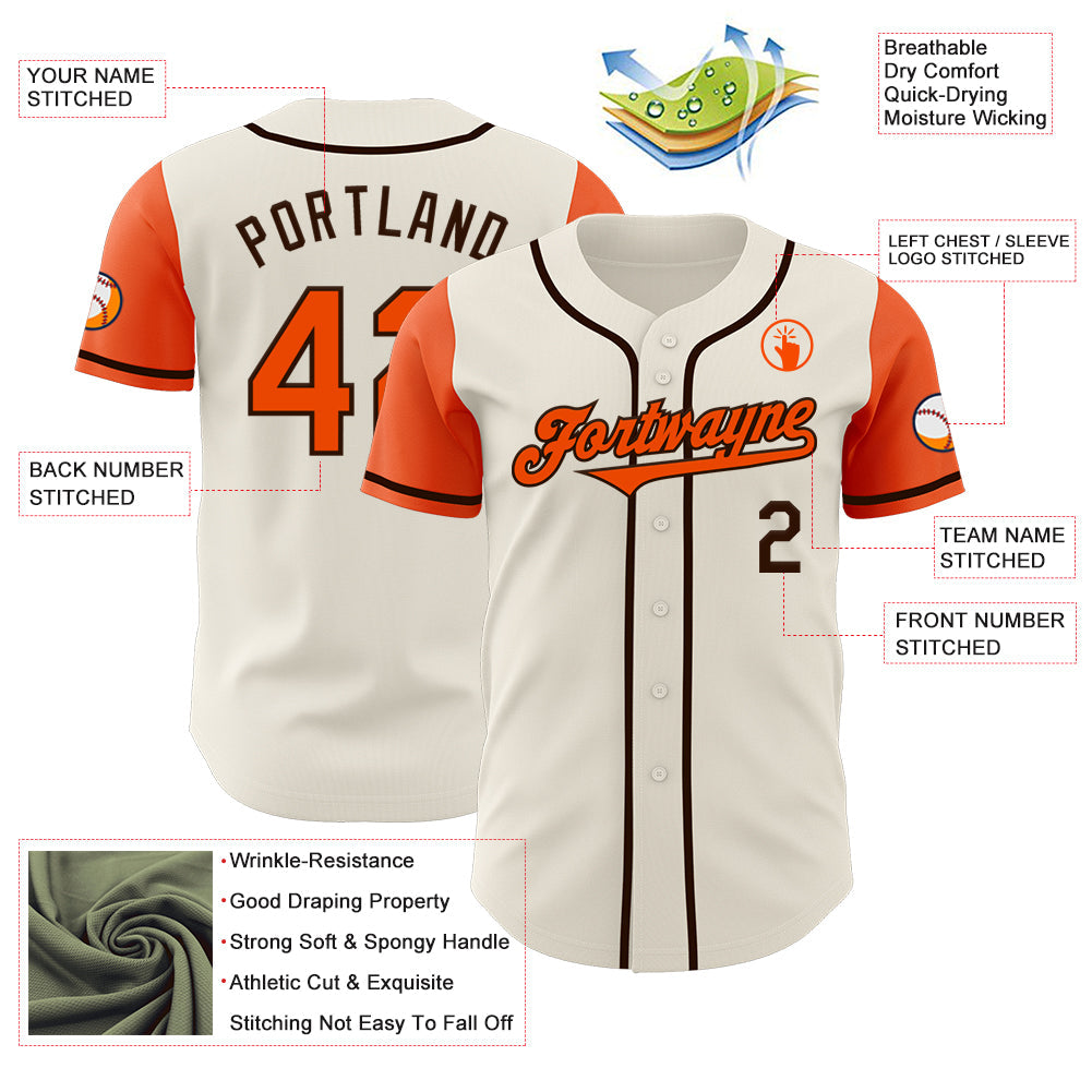 Custom Cream Orange-Brown Authentic Two Tone Baseball Jersey - Sky-Custom