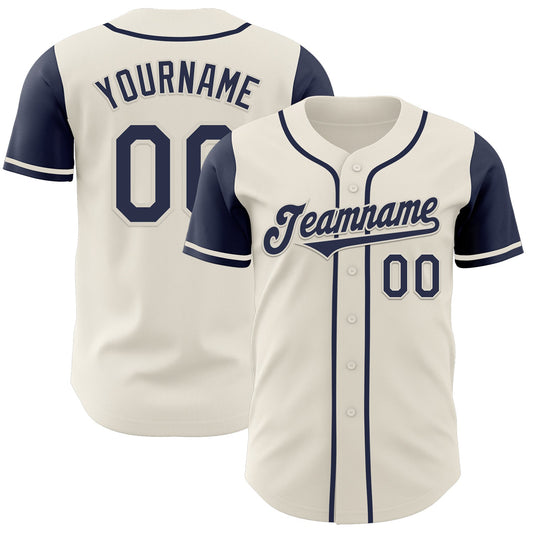 Custom Cream Navy Authentic Two Tone Baseball Jersey - Sky-Custom
