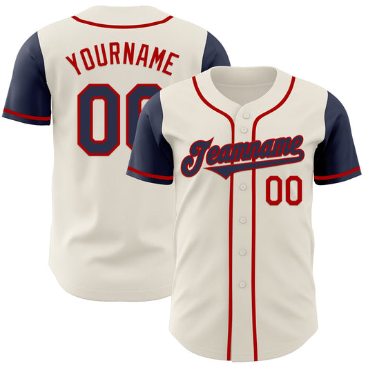 Custom Cream Navy-Red Authentic Two Tone Baseball Jersey - Sky-Custom