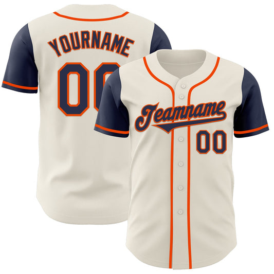 Custom Cream Navy-Orange Authentic Two Tone Baseball Jersey - Sky-Custom