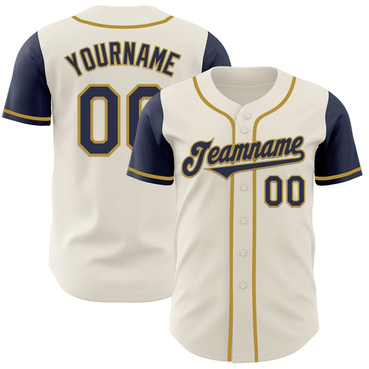 Custom Cream Navy-Old Gold Authentic Two Tone Baseball Jersey - Sky-Custom