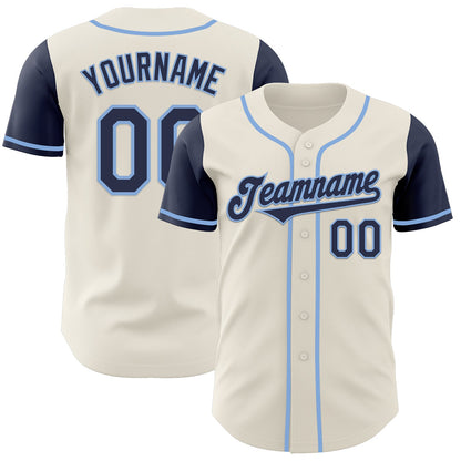 Custom Cream Navy-Light Blue Authentic Two Tone Baseball Jersey - Sky-Custom