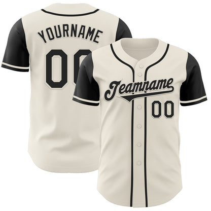 Custom Cream Black Authentic Two Tone Baseball Jersey - Sky-Custom