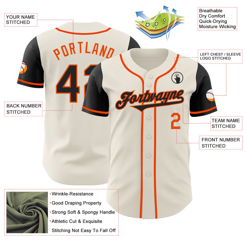 Custom Cream Black-Orange Authentic Two Tone Baseball Jersey - Sky-Custom
