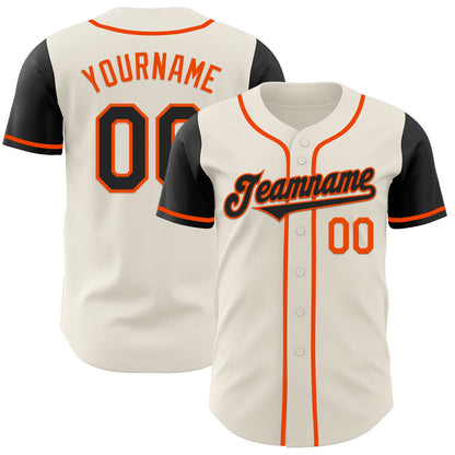Custom Cream Black-Orange Authentic Two Tone Baseball Jersey - Sky-Custom