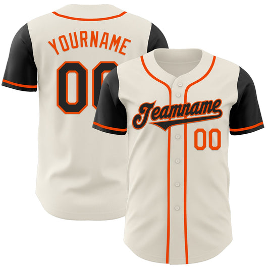 Custom Cream Black-Orange Authentic Two Tone Baseball Jersey - Sky-Custom