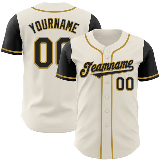 Custom Cream Black-Old Gold Authentic Two Tone Baseball Jersey - Sky-Custom