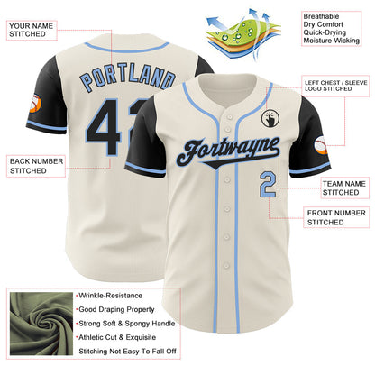 Custom Cream Black-Light Blue Authentic Two Tone Baseball Jersey - Sky-Custom