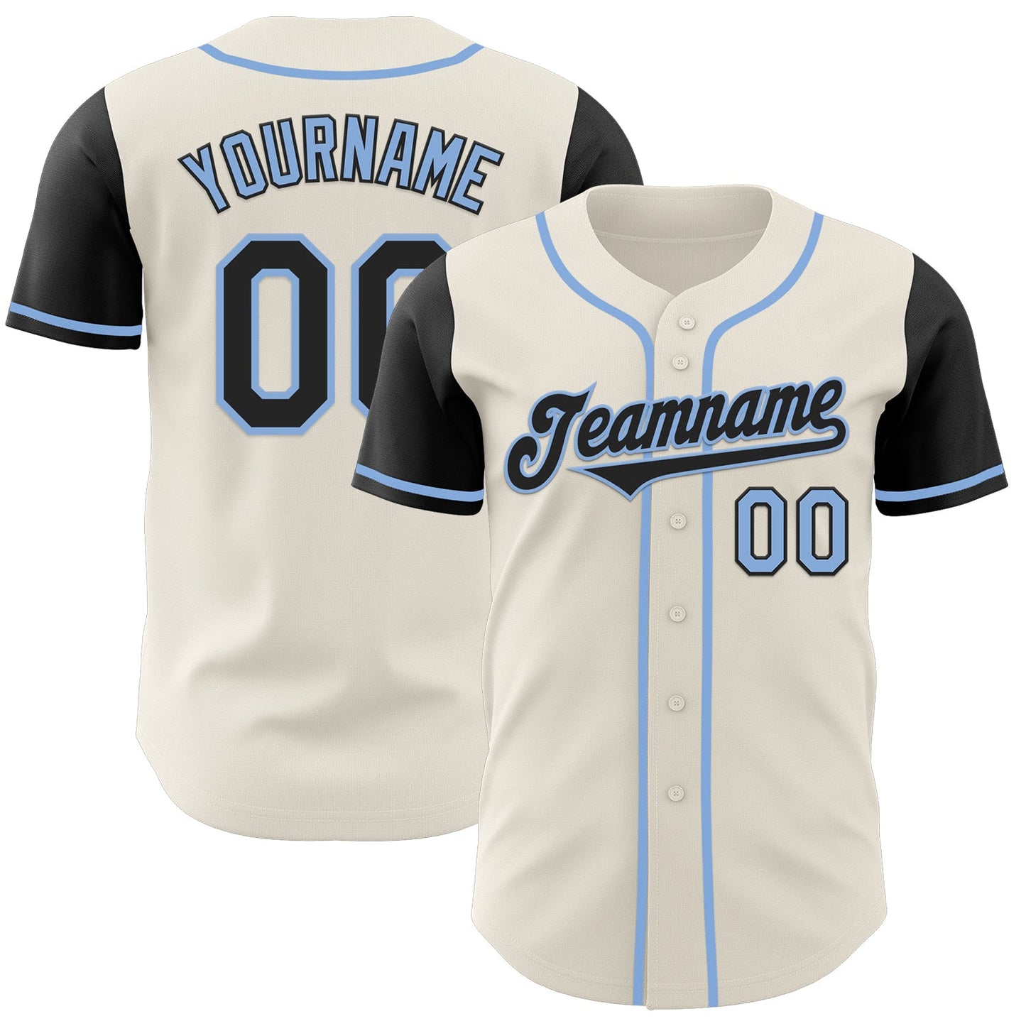 Custom Cream Black-Light Blue Authentic Two Tone Baseball Jersey - Sky-Custom