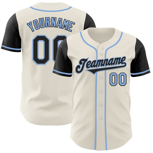 Custom Cream Black-Light Blue Authentic Two Tone Baseball Jersey - Sky-Custom