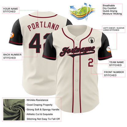 Custom Cream Black-Crimson Authentic Two Tone Baseball Jersey - Sky-Custom