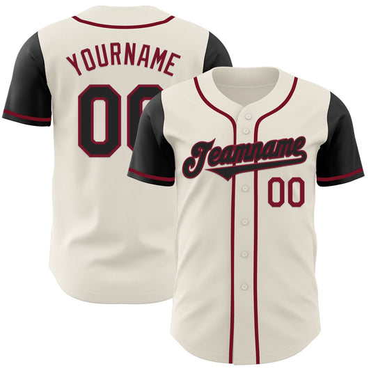 Custom Cream Black-Crimson Authentic Two Tone Baseball Jersey - Sky-Custom