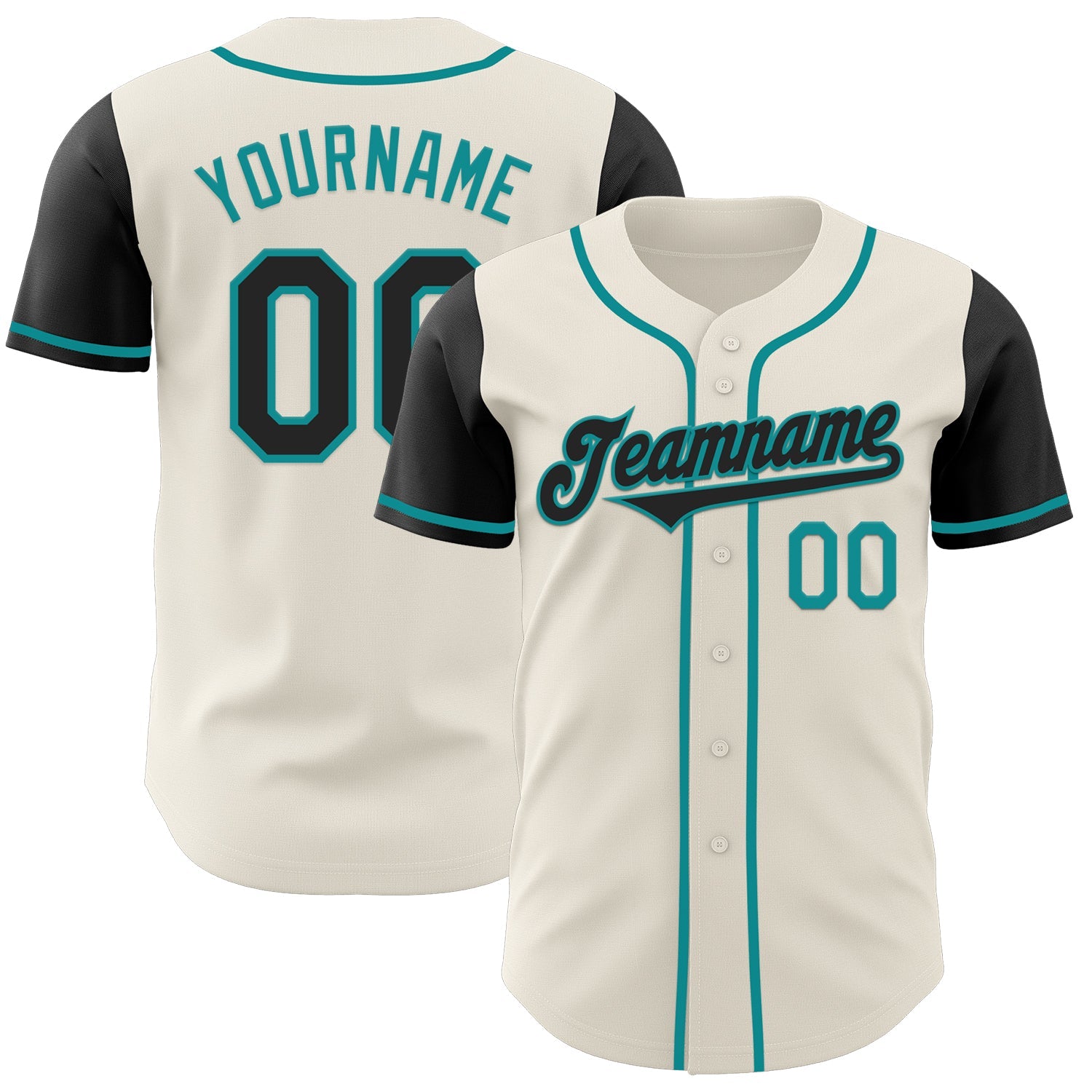 Custom Cream Black-Teal Authentic Two Tone Baseball Jersey - Sky-Custom