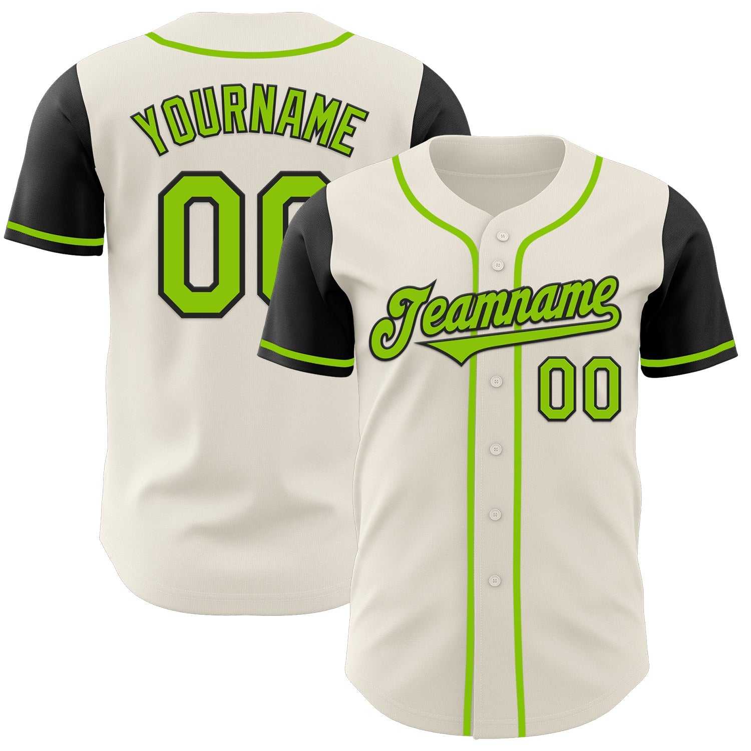 Custom Cream Neon Green-Black Authentic Two Tone Baseball Jersey - Sky-Custom