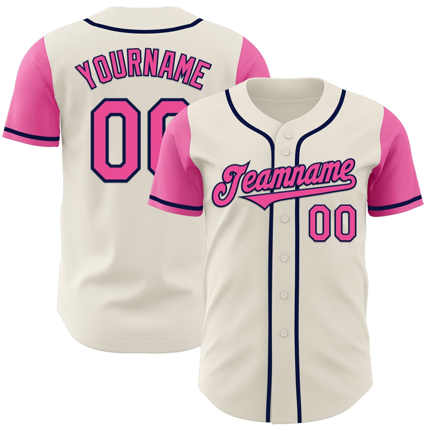Custom Cream Pink-Navy Authentic Two Tone Baseball Jersey - Sky-Custom