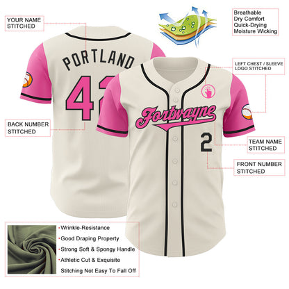 Custom Cream Pink-Black Authentic Two Tone Baseball Jersey - Sky-Custom