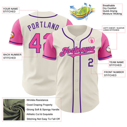 Custom Cream Pink-Purple Authentic Two Tone Baseball Jersey - Sky-Custom
