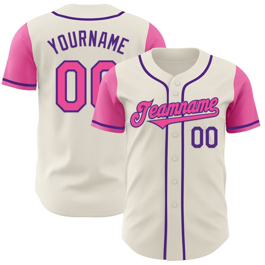Custom Cream Pink-Purple Authentic Two Tone Baseball Jersey - Sky-Custom