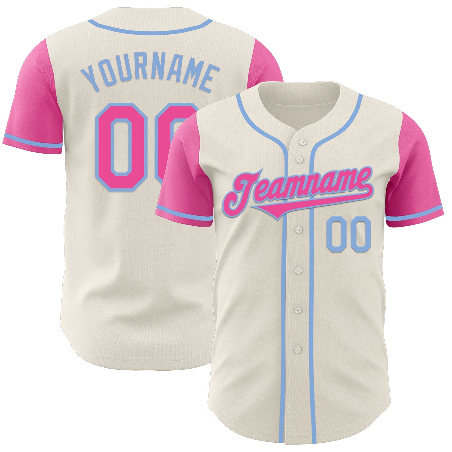 Custom Cream Pink-Light Blue Authentic Two Tone Baseball Jersey - Sky-Custom