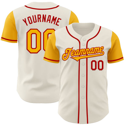 Custom Cream Gold-Red Authentic Two Tone Baseball Jersey - Sky-Custom