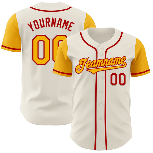 Custom Cream Gold-Red Authentic Two Tone Baseball Jersey - Sky-Custom