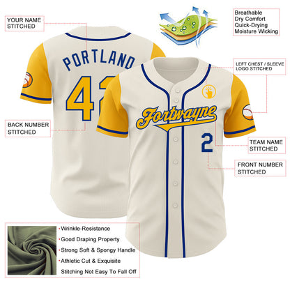 Custom Cream Gold-Royal Authentic Two Tone Baseball Jersey - Sky-Custom