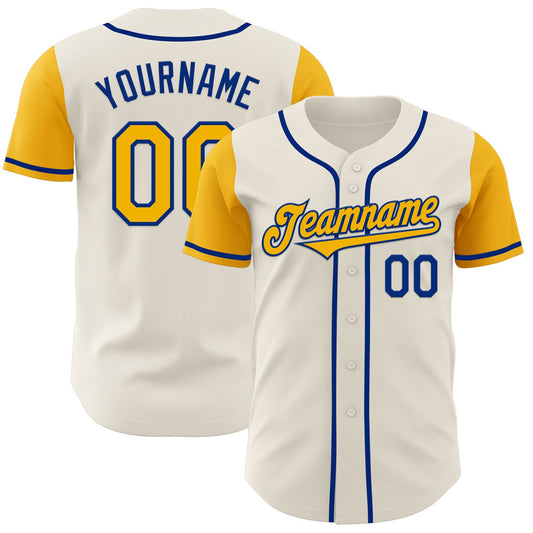 Custom Cream Gold-Royal Authentic Two Tone Baseball Jersey - Sky-Custom