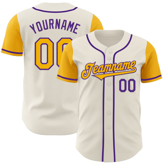 Custom Cream Gold-Purple Authentic Two Tone Baseball Jersey - Sky-Custom