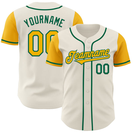 Custom Cream Gold-Kelly Green Authentic Two Tone Baseball Jersey - Sky-Custom