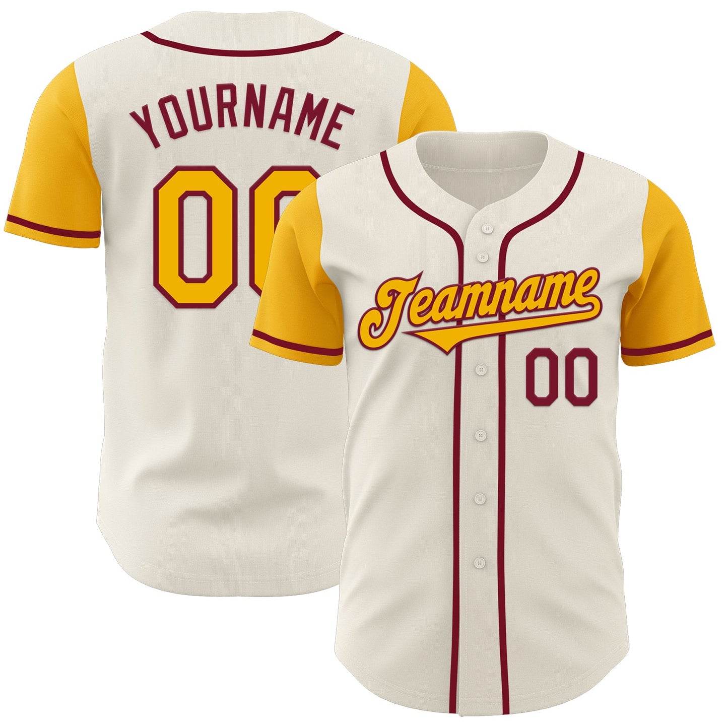 Custom Cream Gold-Crimson Authentic Two Tone Baseball Jersey - Sky-Custom