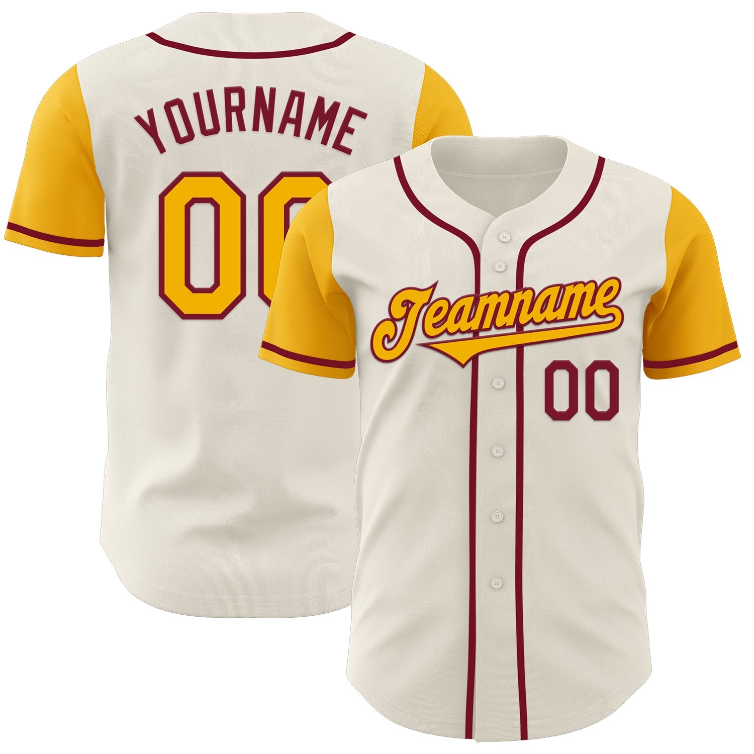 Custom Cream Gold-Crimson Authentic Two Tone Baseball Jersey - Sky-Custom