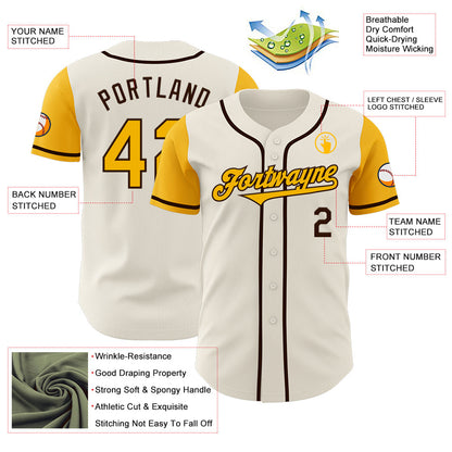 Custom Cream Gold-Brown Authentic Two Tone Baseball Jersey - Sky-Custom