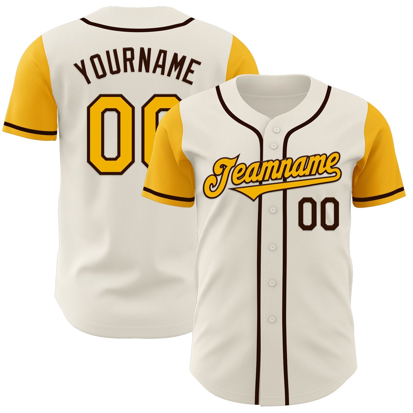 Custom Cream Gold-Brown Authentic Two Tone Baseball Jersey - Sky-Custom