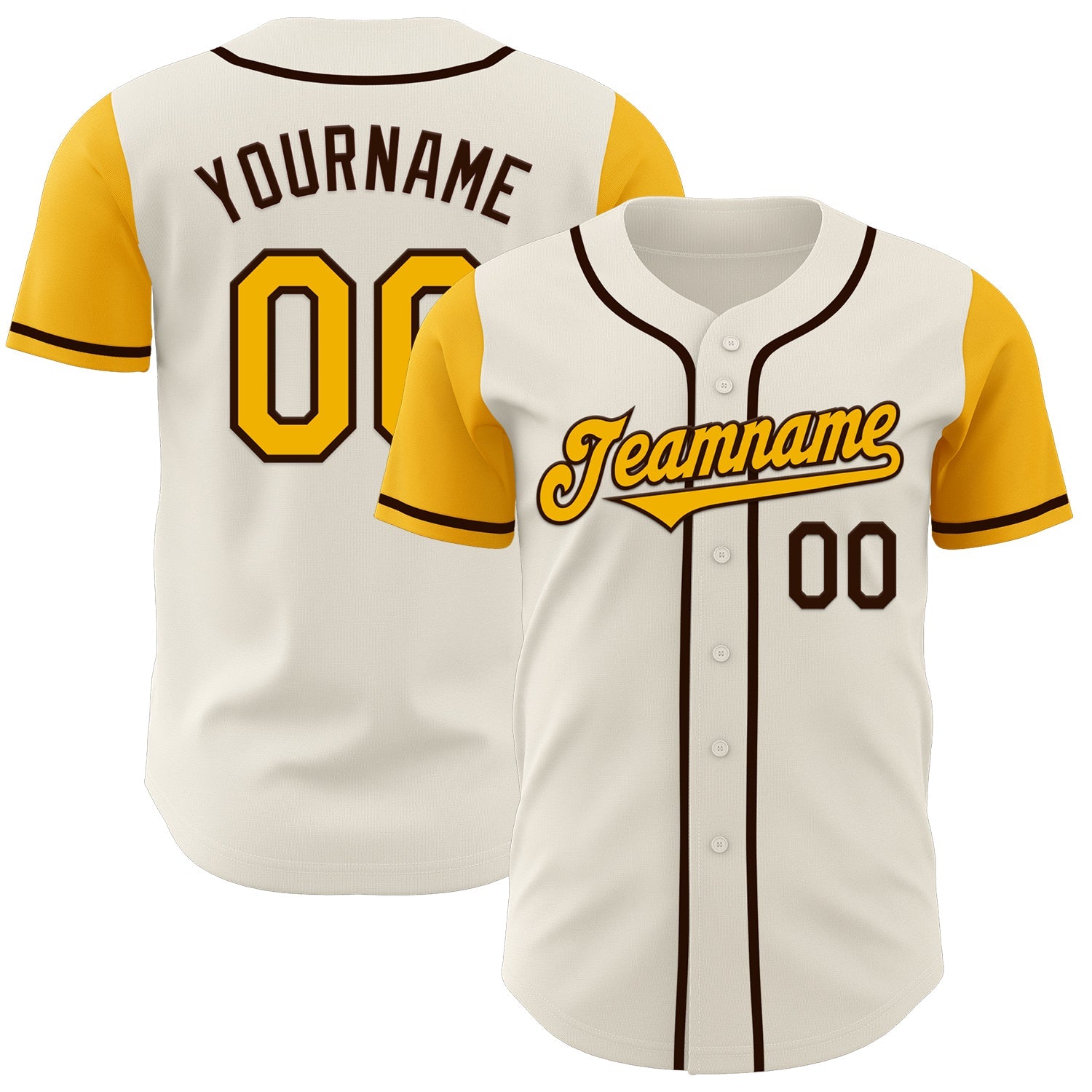 Custom Cream Gold-Brown Authentic Two Tone Baseball Jersey - Sky-Custom