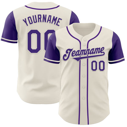 Custom Cream Purple Authentic Two Tone Baseball Jersey - Sky-Custom