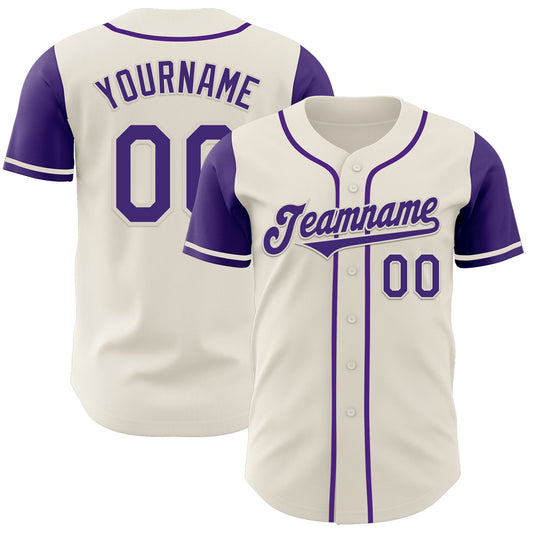 Custom Cream Purple Authentic Two Tone Baseball Jersey - Sky-Custom