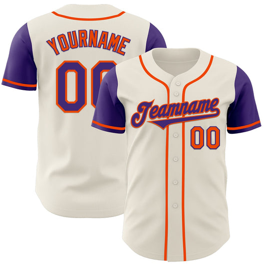 Custom Cream Purple-Orange Authentic Two Tone Baseball Jersey - Sky-Custom