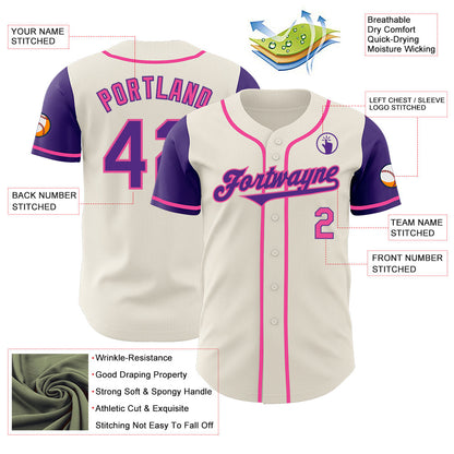 Custom Cream Purple-Pink Authentic Two Tone Baseball Jersey - Sky-Custom