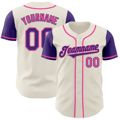 Custom Cream Purple-Pink Authentic Two Tone Baseball Jersey - Sky-Custom