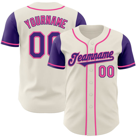 Custom Cream Purple-Pink Authentic Two Tone Baseball Jersey - Sky-Custom