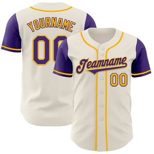 Custom Cream Purple-Gold Authentic Two Tone Baseball Jersey - Sky-Custom