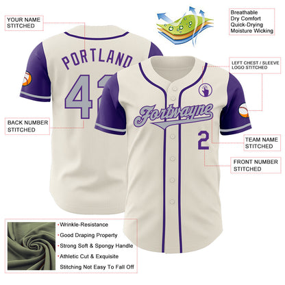 Custom Cream Gray-Purple Authentic Two Tone Baseball Jersey - Sky-Custom