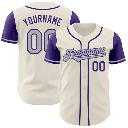 Custom Cream Gray-Purple Authentic Two Tone Baseball Jersey - Sky-Custom