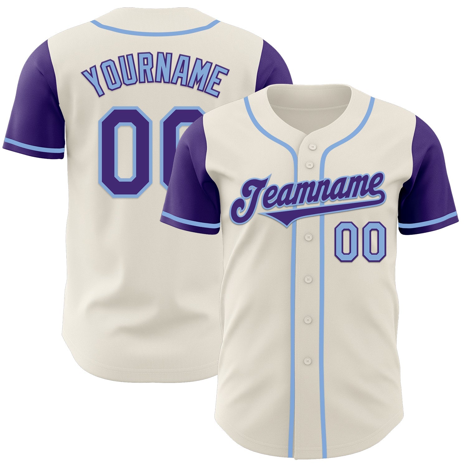 Custom Cream Purple-Light Blue Authentic Two Tone Baseball Jersey - Sky-Custom