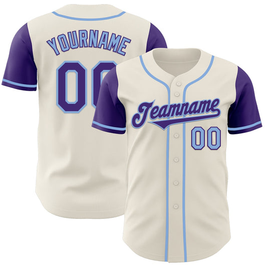 Custom Cream Purple-Light Blue Authentic Two Tone Baseball Jersey - Sky-Custom