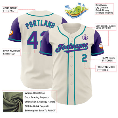 Custom Cream Purple-Teal Authentic Two Tone Baseball Jersey - Sky-Custom