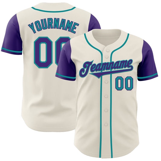 Custom Cream Purple-Teal Authentic Two Tone Baseball Jersey - Sky-Custom