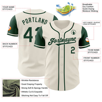 Custom Cream Green Authentic Two Tone Baseball Jersey - Sky-Custom